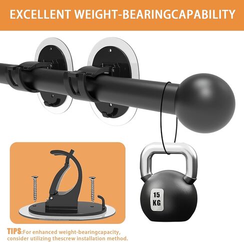 6 عبوات من دعامات قضيب الستارة بدون مثقاب، حوامل قضيب ستارة ذاتية اللصق، بدون دعامات ستارة مثقبة، دعامات قضيب ستارة سهلة بدون حفر، لغرفة النوم، وغرفة المعيشة، والمطبخ، والحمام in Kuwait