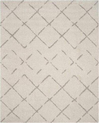 سجادة منطقة SAFAVIEH Arizona Shag - 20.32 سم × 25.4 سم، عاجي وبيج، تصميم ماسي مغربي، لا يتساقط ويسهل العناية به، سمك 1.6 بوصة مثالي للمناطق ذات الحركة العالية في غرفة المعيشة وغرفة النوم (ASG743A) in Saudi Arabia