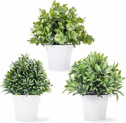 8.7" Mini Potted Fake Plants Artificial Eucalyptus Topiaries for Indoor Home Office Room Decor (Set of 3) in Saudi Arabia