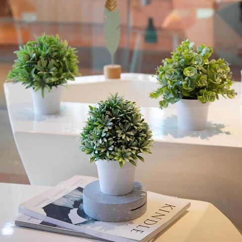 8.7" Mini Potted Fake Plants Artificial Eucalyptus Topiaries for Indoor Home Office Room Decor (Set of 3) in Saudi Arabia