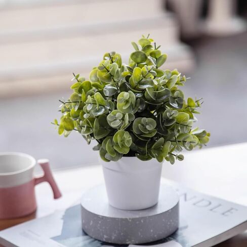 8.7" Mini Potted Fake Plants Artificial Eucalyptus Topiaries for Indoor Home Office Room Decor (Set of 3) in Saudi Arabia