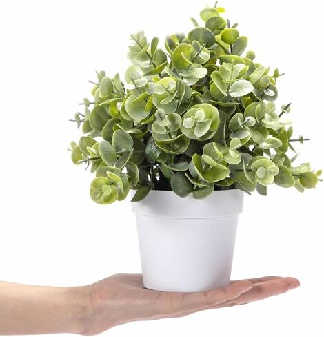 8.7" Mini Potted Fake Plants Artificial Eucalyptus Topiaries for Indoor Home Office Room Decor (Set of 3) in Saudi Arabia