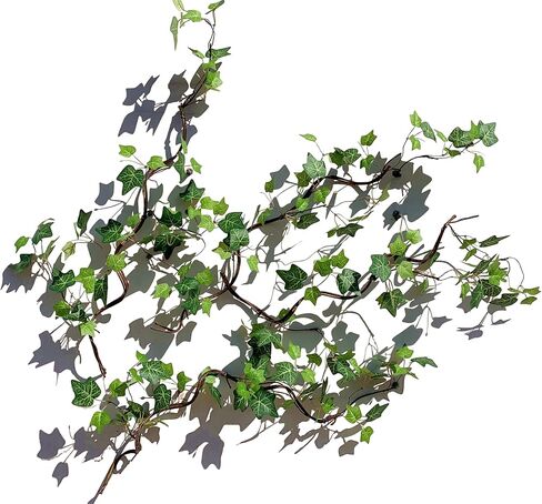 Artificial Rattan Tree Vines with Creeper Leaves Climbing Ivy Branches Grapevines UV Resistant Greenery Garland for Home Garden Landscape wall Hanging Climber Habitat Decor 43" (Green - Pack 4) in Saudi Arabia
