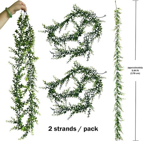 Artificial Eucalyptus Garland Outdoors,Spring Mantle Garland Plants,2 Strands Fake Faux Hanging Plants Greenery Wedding Table Runner Decorations in Saudi Arabia
