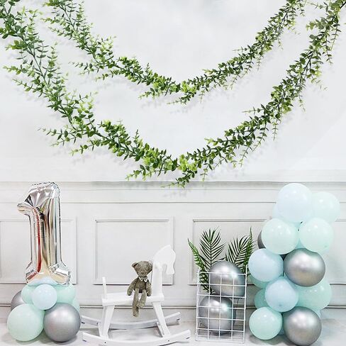 Artificial Eucalyptus Garland Outdoors,Spring Mantle Garland Plants,2 Strands Fake Faux Hanging Plants Greenery Wedding Table Runner Decorations in Saudi Arabia