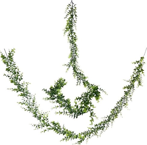 Artificial Eucalyptus Garland Outdoors,Spring Mantle Garland Plants,2 Strands Fake Faux Hanging Plants Greenery Wedding Table Runner Decorations in Saudi Arabia