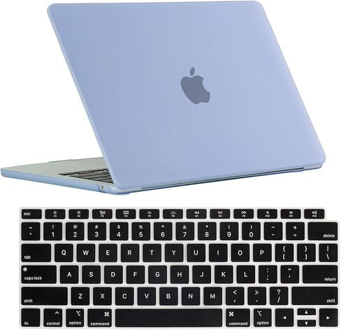 RUBAN Case for MacBook Air 13 inch Case 2022, 2021-2018 Release A2337 M1 A2179 A1932 - Protective Snap On Hard Shell Cover and Keyboard Cover for Version MacBook Air 13 with Touch Bar (Airy Blue) in Saudi Arabia