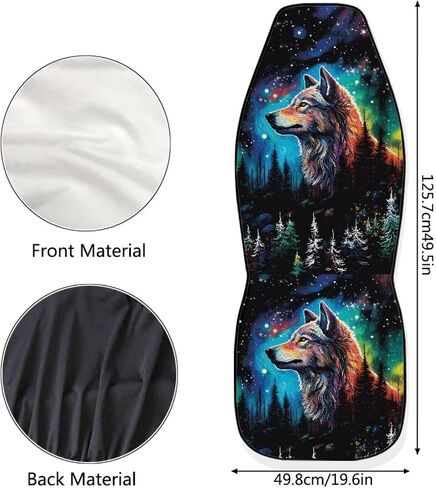 Galaxy Forest Wolf Print Car Seat Covers for Women Men, 2 Piece 3D Wolf Bucket Automotive Seat Protector Covers Universal Fit for SUV Sedan Van in Saudi Arabia