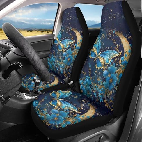 Galaxy Forest Wolf Print Car Seat Covers for Women Men, 2 Piece 3D Wolf Bucket Automotive Seat Protector Covers Universal Fit for SUV Sedan Van in Saudi Arabia