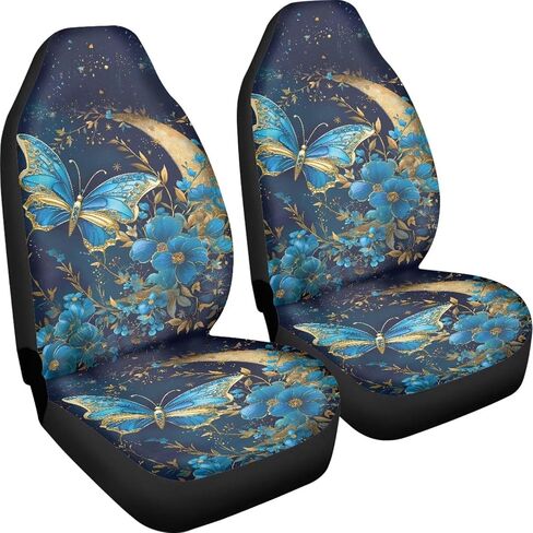 Galaxy Forest Wolf Print Car Seat Covers for Women Men, 2 Piece 3D Wolf Bucket Automotive Seat Protector Covers Universal Fit for SUV Sedan Van in Saudi Arabia