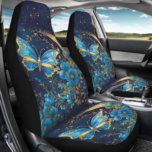 Galaxy Forest Wolf Print Car Seat Covers for Women Men, 2 Piece 3D Wolf Bucket Automotive Seat Protector Covers Universal Fit for SUV Sedan Van in Saudi Arabia