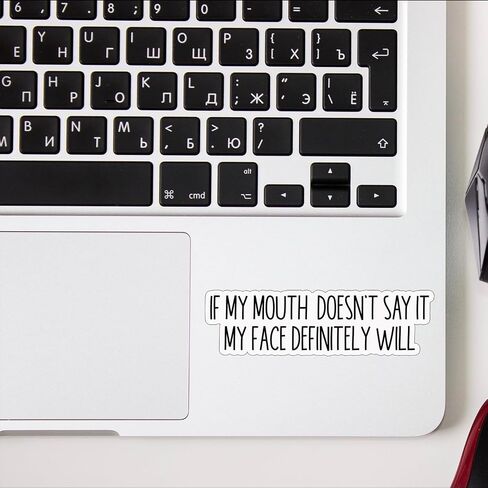 (3 pcs) If My Mouth Doesn't Say It My Face Definitely Will Sticker for Tumbler, Funny Sarcastic Quote Vinyl Decal for Kindle Laptop Water Bottle Phone Hard Hat - 1x3" in Saudi Arabia