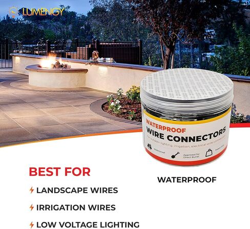 Waterproof Outdoor Landscape Wire Connectors for 20AWG-10AWG. Best for Outdoor High and Low Voltage Lighting, Grey/White Color (50 Pack, by LUMENGY) in Saudi Arabia