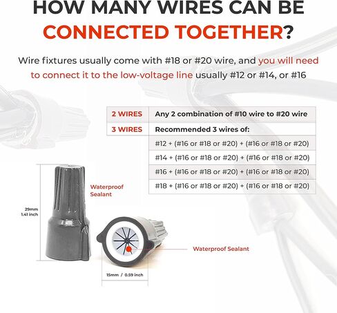 Waterproof Outdoor Landscape Wire Connectors for 20AWG-10AWG. Best for Outdoor High and Low Voltage Lighting, Grey/White Color (50 Pack, by LUMENGY) in Saudi Arabia