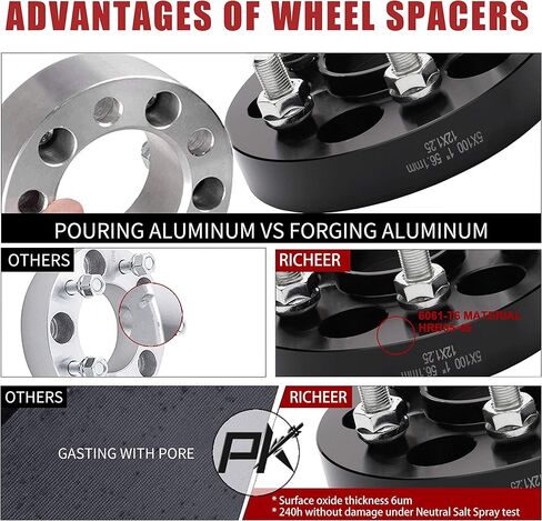 فواصل عجلات مركزية Richeer 5x100 لـ FR-S BRZ Baja Crosstrek Impreza Outback Forester Legacy، 4 قطع فاصل إطارات 1 بوصة 5x100 مع مسامير 12x1.25 وتجويف مركزي 56.1 ملم in Kuwait