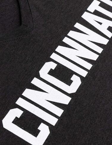 Cincinnati | Classic Retro Black Red Blue Grey Ohio City Pride Newport Fan Women's V-Neck T-Shirt Top T-Shirt in Saudi Arabia