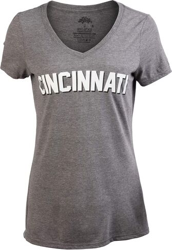 Cincinnati | Classic Retro Black Red Blue Grey Ohio City Pride Newport Fan Women's V-Neck T-Shirt Top T-Shirt in Saudi Arabia