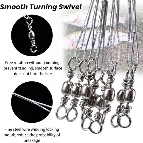 Goture Circle Hooks Rigs Saltwater Steel Leader Wire, 100 PCS Heavy Duty Circle Hook with Leader Wire Bass Catfish Fishing Lure Rig，7 Size 1/0 2/0 3/0 4/0 5/0 6/0 8/0 in Saudi Arabia