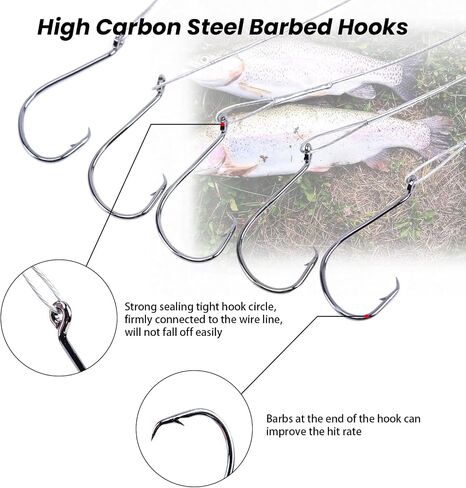 Goture Circle Hooks Rigs Saltwater Steel Leader Wire, 100 PCS Heavy Duty Circle Hook with Leader Wire Bass Catfish Fishing Lure Rig，7 Size 1/0 2/0 3/0 4/0 5/0 6/0 8/0 in Saudi Arabia