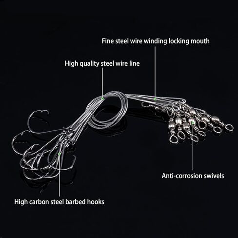 Goture Circle Hooks Rigs Saltwater Steel Leader Wire, 100 PCS Heavy Duty Circle Hook with Leader Wire Bass Catfish Fishing Lure Rig，7 Size 1/0 2/0 3/0 4/0 5/0 6/0 8/0 in Saudi Arabia