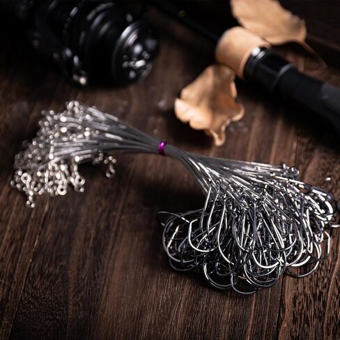 Goture Circle Hooks Rigs Saltwater Steel Leader Wire, 100 PCS Heavy Duty Circle Hook with Leader Wire Bass Catfish Fishing Lure Rig，7 Size 1/0 2/0 3/0 4/0 5/0 6/0 8/0 in Saudi Arabia