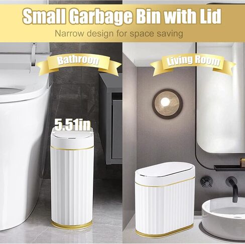Small Touchless Trash Can, Smart Motion Sensor Wastebasket Garbage Container Bin with Automatic Opening Lid for Bathroom, Living Room Dressing Table, Kitchen, Office Desktop, and RV (7L) in Saudi Arabia