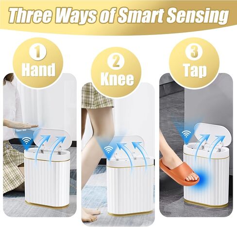 Small Touchless Trash Can, Smart Motion Sensor Wastebasket Garbage Container Bin with Automatic Opening Lid for Bathroom, Living Room Dressing Table, Kitchen, Office Desktop, and RV (7L) in Saudi Arabia