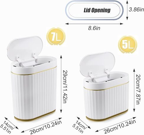 Small Touchless Trash Can, Smart Motion Sensor Wastebasket Garbage Container Bin with Automatic Opening Lid for Bathroom, Living Room Dressing Table, Kitchen, Office Desktop, and RV (7L) in Saudi Arabia