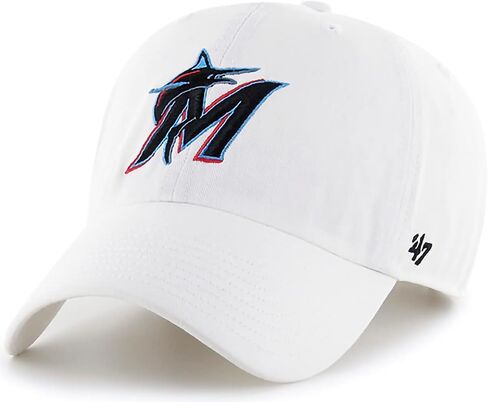 '47 MLB White Clean Up Adjustable Hat Cap, Adult One Size (Miami Marlins White) in Saudi Arabia