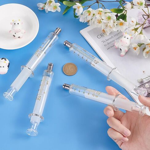 OLYCRAFT 4Pcs Reusable Glass Syringe 10ml Reusable Glass Dispensing Syringes with Metal Luer Lock No Needle Measurement and Dispensing Syringe Tools for Industry or Labtoratory Liquids or Pet Feeding in Saudi Arabia