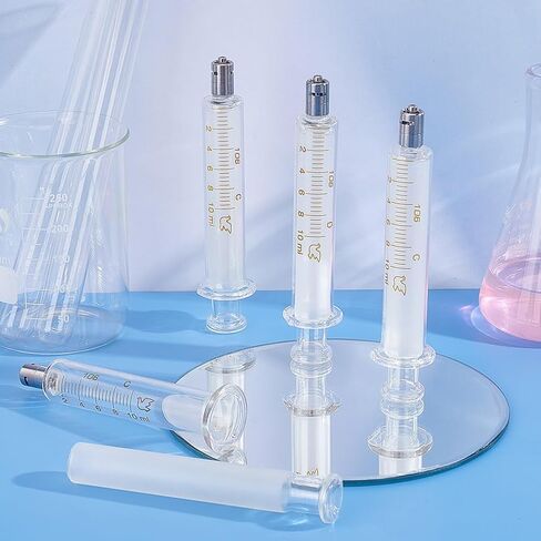 OLYCRAFT 4Pcs Reusable Glass Syringe 10ml Reusable Glass Dispensing Syringes with Metal Luer Lock No Needle Measurement and Dispensing Syringe Tools for Industry or Labtoratory Liquids or Pet Feeding in Saudi Arabia
