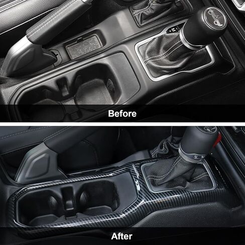 غطاء لوحة ناقل الحركة من ألياف الكربون لسيارة Jeep Wrangler JL JLU/Gladiator JT 2018 2019 2020 2021 2022 2023 زخرفة داخلية للوحة ناقل الحركة غطاء فرامل اليد (أسود) in Saudi Arabia