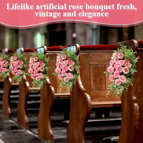Zeyune 8 Bunches 12 in Artificial Mini Rose Bouquet Bridal Flower Bouquets Fake Roses Silk Roses for Home Office Garden Parties Wedding Mother's Day Decoration (Blue and White) in Saudi Arabia