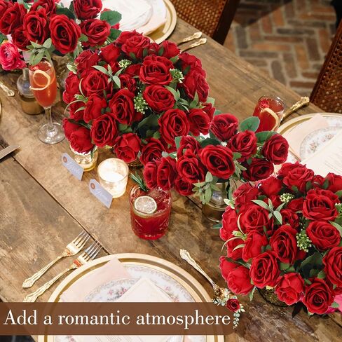 Zeyune 8 Bunches 12 in Artificial Mini Rose Bouquet Bridal Flower Bouquets Fake Roses Silk Roses for Home Office Garden Parties Wedding Mother's Day Decoration (Blue and White) in Saudi Arabia