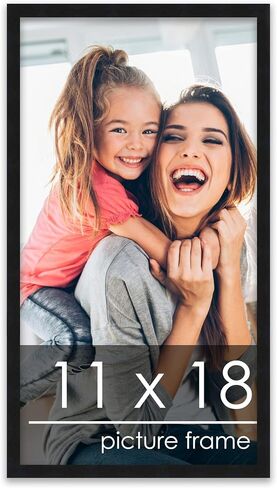 11x18 Frame Black Solid Wood Picture Frame - UV Acrylic, Foam Board Backing & Hanging Hardware Included in Kuwait