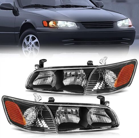 Nilight Headlight Assembly Compatible with 2000 2001 Toyota Camry Replacement Headlamp Black Housing Amber Reflector Driver and Passenger Side, 2 Years Warranty in Saudi Arabia