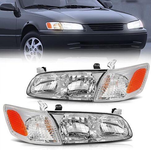 Nilight Headlight Assembly Compatible with 2000 2001 Toyota Camry Replacement Headlamp Black Housing Amber Reflector Driver and Passenger Side, 2 Years Warranty in Saudi Arabia