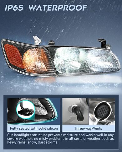 Nilight Headlight Assembly Compatible with 2000 2001 Toyota Camry Replacement Headlamp Black Housing Amber Reflector Driver and Passenger Side, 2 Years Warranty in Saudi Arabia