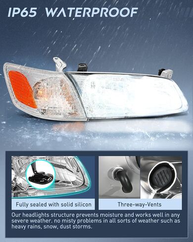 Nilight Headlight Assembly Compatible with 2000 2001 Toyota Camry Replacement Headlamp Black Housing Amber Reflector Driver and Passenger Side, 2 Years Warranty in Saudi Arabia