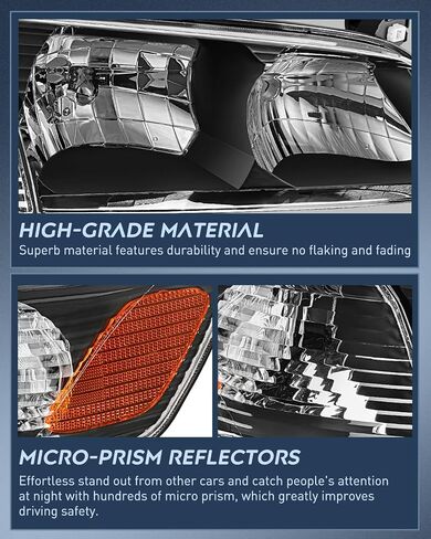 Nilight Headlight Assembly Compatible with 2000 2001 Toyota Camry Replacement Headlamp Black Housing Amber Reflector Driver and Passenger Side, 2 Years Warranty in Saudi Arabia