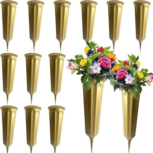 Plastic Cemetery Vases with Spikes 12 Pack Memorial Flower Vase Cemetery Decorations for Grave Decorations for Cemetery Vases for Flowers Plastic Vases for Flowers Cemetery Flowers for Grave Vase in Saudi Arabia