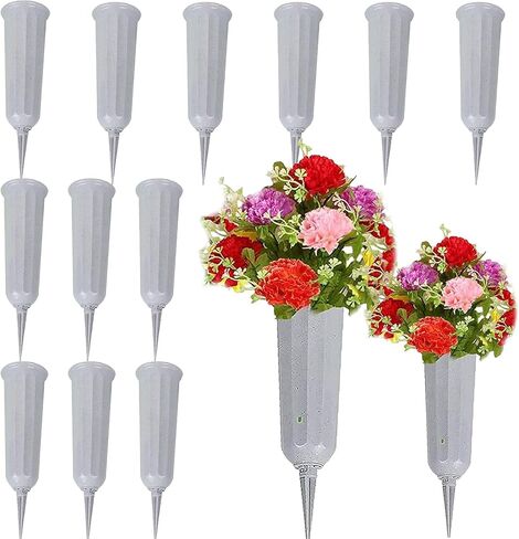 Plastic Cemetery Vases with Spikes 12 Pack Memorial Flower Vase Cemetery Decorations for Grave Decorations for Cemetery Vases for Flowers Plastic Vases for Flowers Cemetery Flowers for Grave Vase in Saudi Arabia
