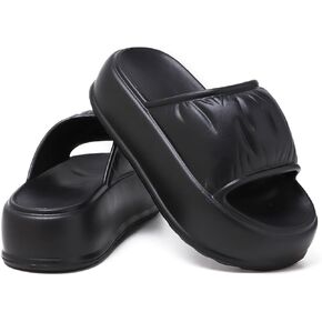 Platform Sandals for Women Dressy Non Slip Quick Drying Pillow Slippers Ultra Cushion Thick Sole Lightweight Open Toe Beach Cloud Slides for Outdoor