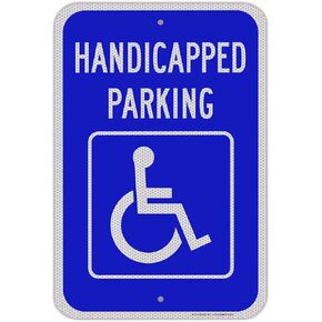 Handicap Parking Sign, 2 Pack Handicapped Parking with Picture of Wheelchair, 18"x 12" Heavy Duty Aluminum Metal, Honeycomb-like Surface, Engineer Grade Reflective, Rust Free, Waterproof