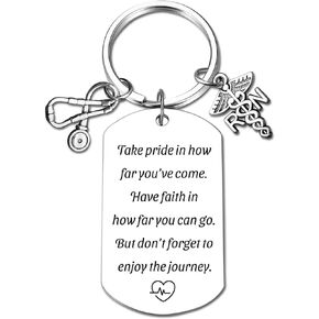 Motivational Registered Nurse Keychain Featuring Stethoscope with Uplifting Quotes for RN, Nurses Week, Nursing Graduation