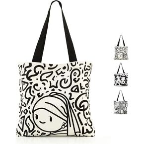 Women's Canvas Bag, Aesthetic Handbags with Zipper Travel Shoulder Bags Shopping Handbags with Inner Pockets