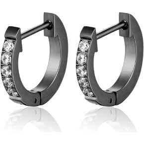 Stainless Steel Classic Huggie Half Circle Cubic Ziron Stud Earrings