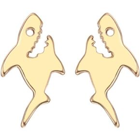 coadipress Shark Post Stud Earrings for Women Girls Unique Dainty Tiny Gold Silver Plated Ocean Seo Fish Animal Polished Earrings Hawaiian Beach Themed Vaction Jewelry Gifts