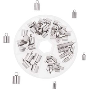 Mandala Crafts Stainless Steel Kumihimo Cord End Cap, Clasp, Ribbon Clamp, Bail Jewelry Finding Supplies Starter Kit (4mm to 9mm End Caps)
