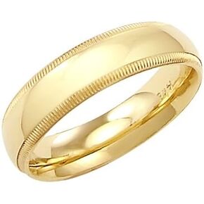 خاتم زفاف ثقيل من الذهب الأصفر الخالص عيار 14 قيراط مقاس 5 مم - مقاس 7 in Kuwait